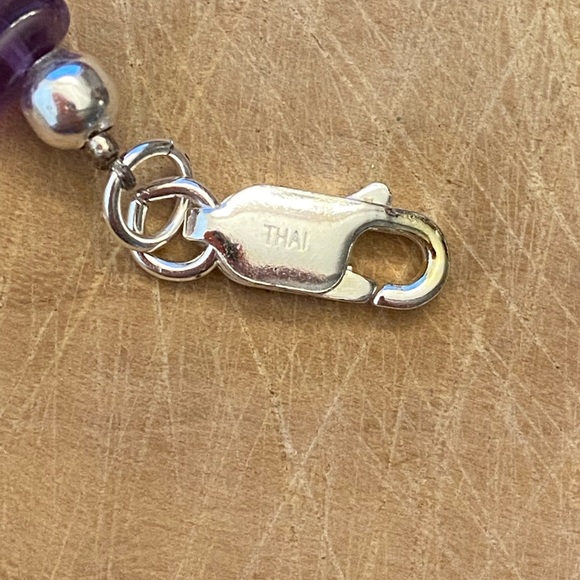 Beautiful Amethyst, abalone, and agate or Charoite 925 sterling silver bracelet - Picture 8 of 12